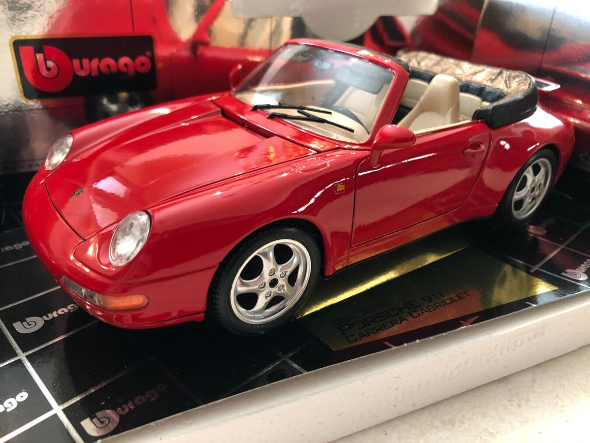 1994 PORSCHE 911 CARRERA CABRIOLET BY BBURAGO RED 1:18 SCALE gold