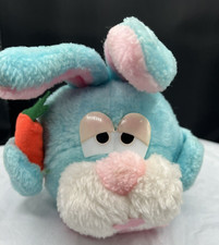 Vintage No Tag Bunny Plush With Carrot 9" Stuffed Animal Ball Shape