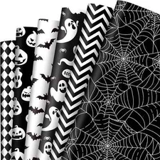 12 Sheets Halloween Wrapping Paper - Ghost, Pumpkin, Cobweb Designs, 19.7"X27.6"