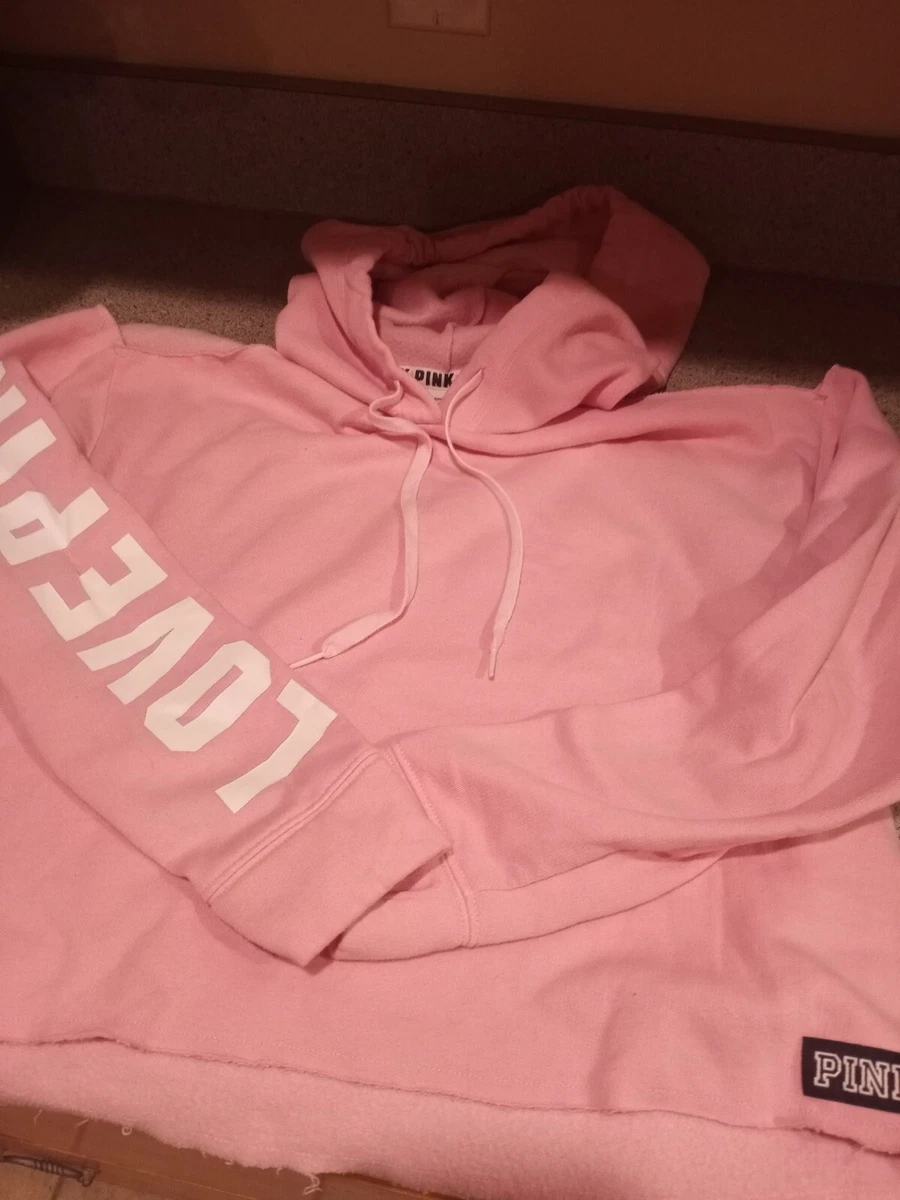 Victoria's Secret Love Pink Pullover Hooded Shoulderless Sweatshirt Women's  S | eBay