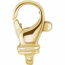 14K Solid Yellow Gold Cast Fancy Designer Lobster Claw Clasp Chain Hook 12x6mm
