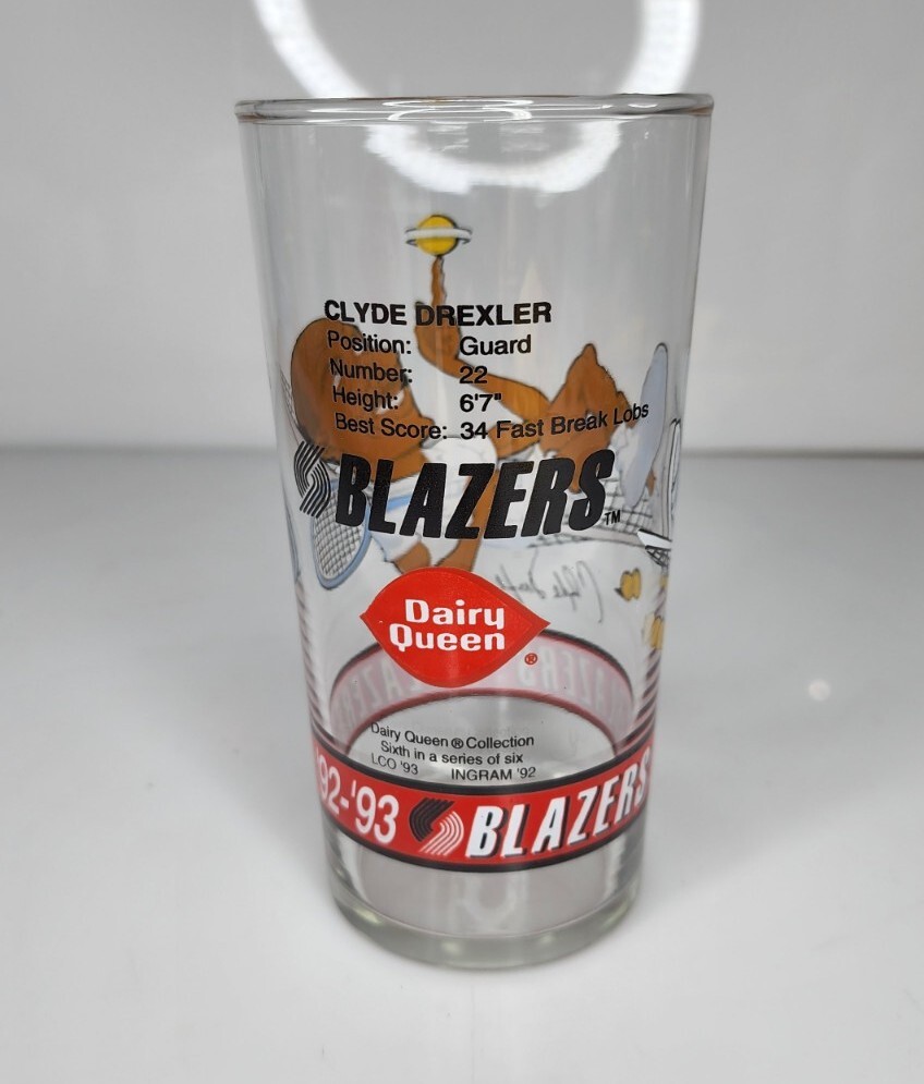 Portland Trail Blazers 1992-93 Dairy Queen Glass Clyde Drexler