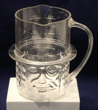 Vintage MR PEANUT Hard Plastic Clear Measuring Cup, Planters Peanuts 1950s