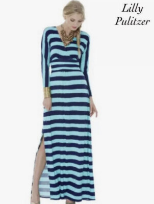 lilly pulitzer striped maxi dress Lilly Pulitzer Hadly Oxford Stripe Square Neck Sleeveless Tiered  Fit-And-Flare Maxi Dress