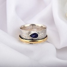 Gemsgram 925 Sterling Silver Unisex Ring Amethyst Gemstone Spinner Jewelry