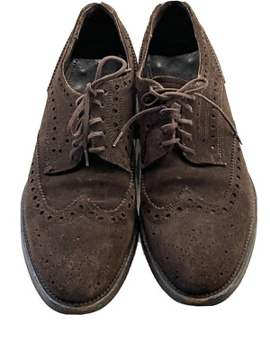 DONALD J PLINER BROWN WING TIP SUEDE LEATHER EMERIK SHOES  display picture 2