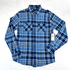 NEW! Junk Food Clothing Shirt Mens Small Blue Plaid L/S Flannel Button Up