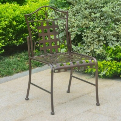 2 pc Set Elegant Iron Bistro Chair Metal Dining Out Door Garden Side Patio Seat