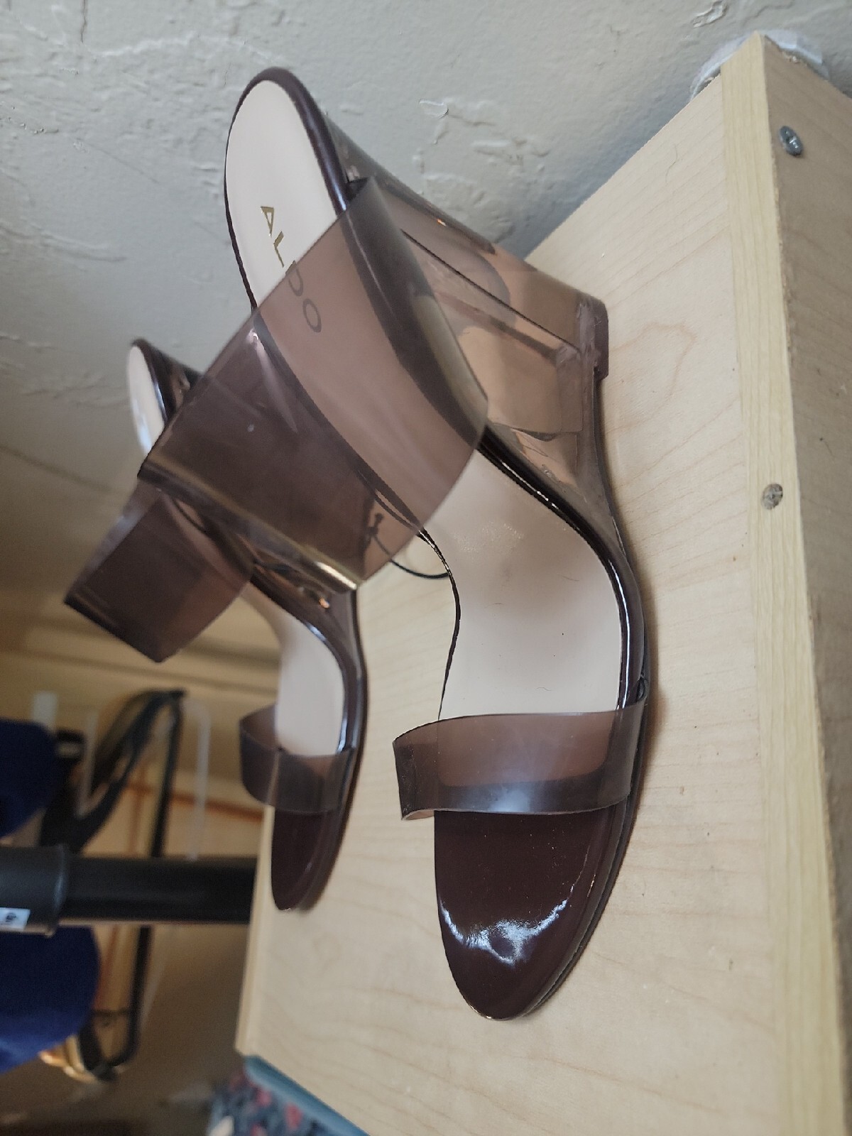 NEW Women's Shoes ALDO Smoky Wedge, "Clearly", Size 8.5  Clear Straps, 4” Gel image 5