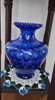 Vintage Fenton Cobalt Blue Coin Dot 11 Inch Vase.