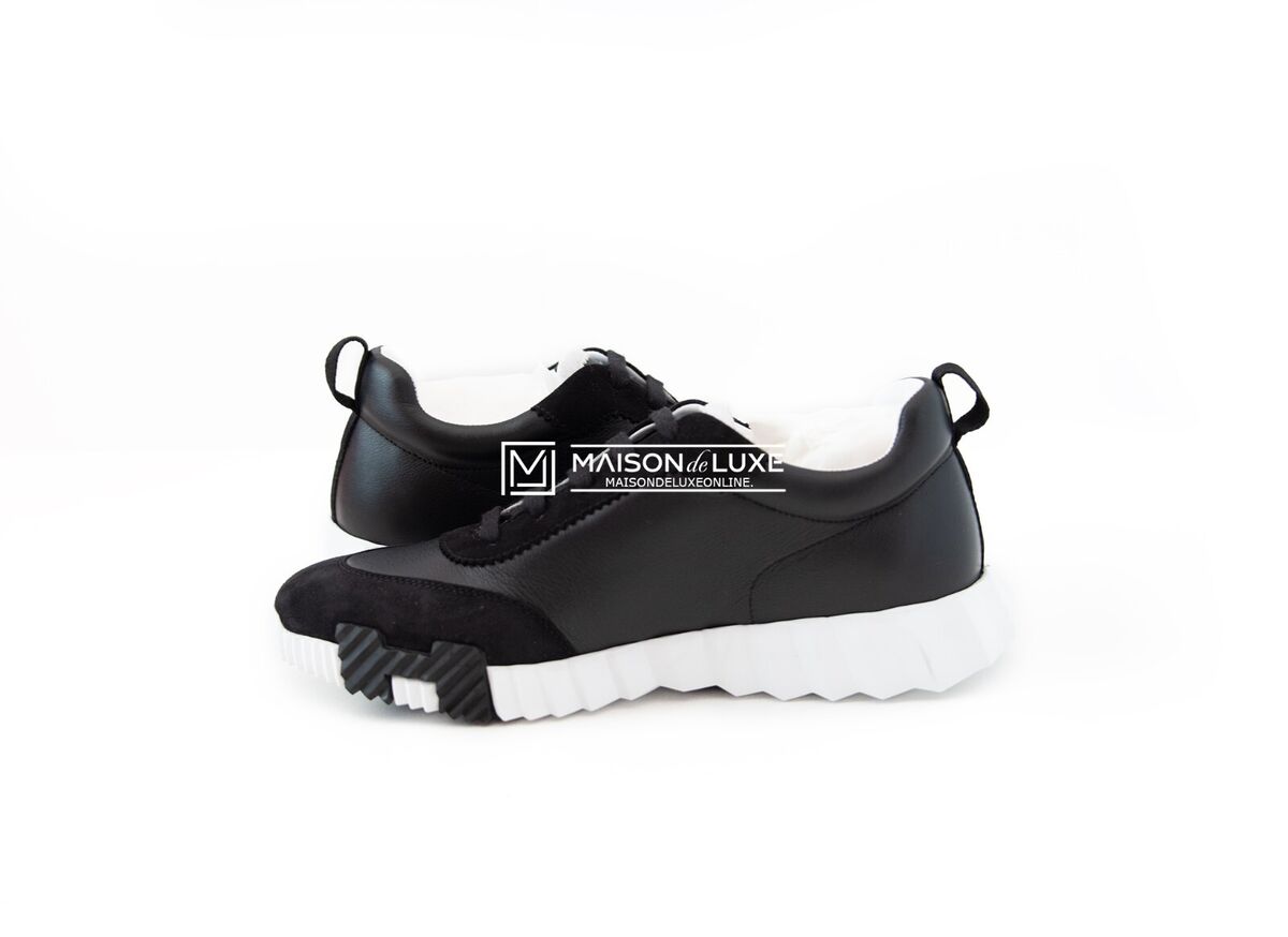NEW HERMES H BLACK BOUNCING 41 8 LEATHER SNEAKER SHOES NEW HERMES H BLACK BOUNCING 41 8 LEATHER SNEAKER SHOES