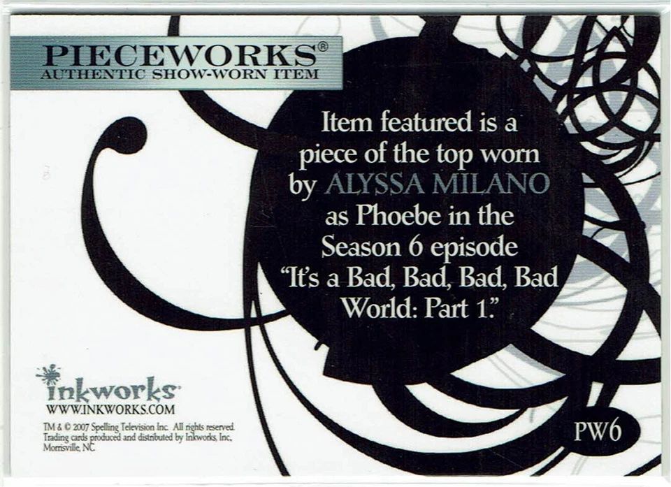 Charmed Forever 2007 Pieceworks Costume PW6 Top worn by Alyssa Milano as Phoebe - Image 2 of 2