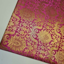 Luxury Floral Brocade Material Gold Metallic Jacquard Dress Craft Fabric 44"