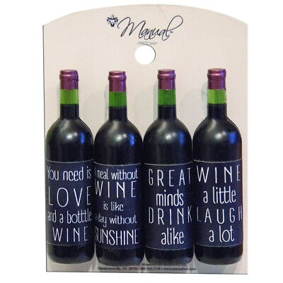 Wine Bottle Word Sentiment Magnet Set Memo Holder Refrigerator Magnets NWT