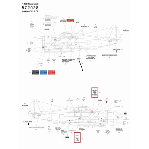 Hgw 572028 1/72 Decal for P-47D STENCILS Accessories for aircraft - Picture 3 of 5