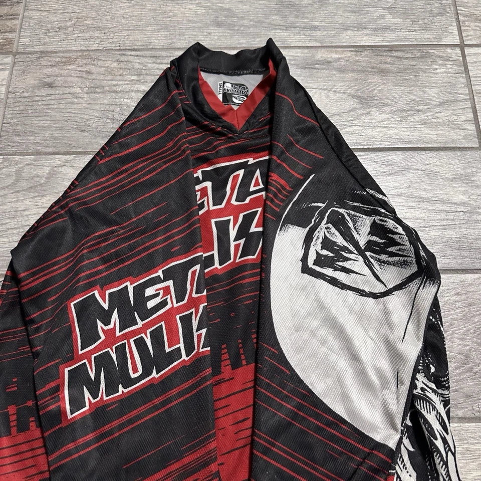 Metal Mulisha Skull Jersey Shirt Men's Size S Black Red Long Sleeve MSR Y2K AOP - Image 3 of 4