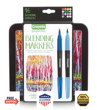 Crayola Blending Marker Kit with Decorative Case, 14 Vibrant Colors & 2 Colorles