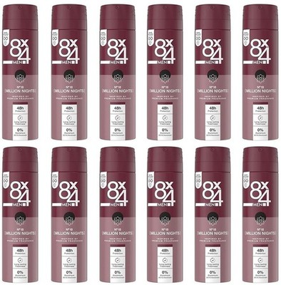 12x 8X4 Men Deo N° 18 Million Nights Deo, Orientalischen Duftnoten 0% Aluminium