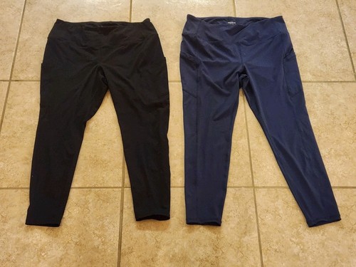 Torrid Active Lot Of 2 Size 2/2X BLACK AND BLUE LEGGINGS/YOGA PANTS
