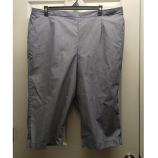 Alfred Dunner NWT Size 24W Blue White Striped Capri Pull-On Elastic Waist Pants