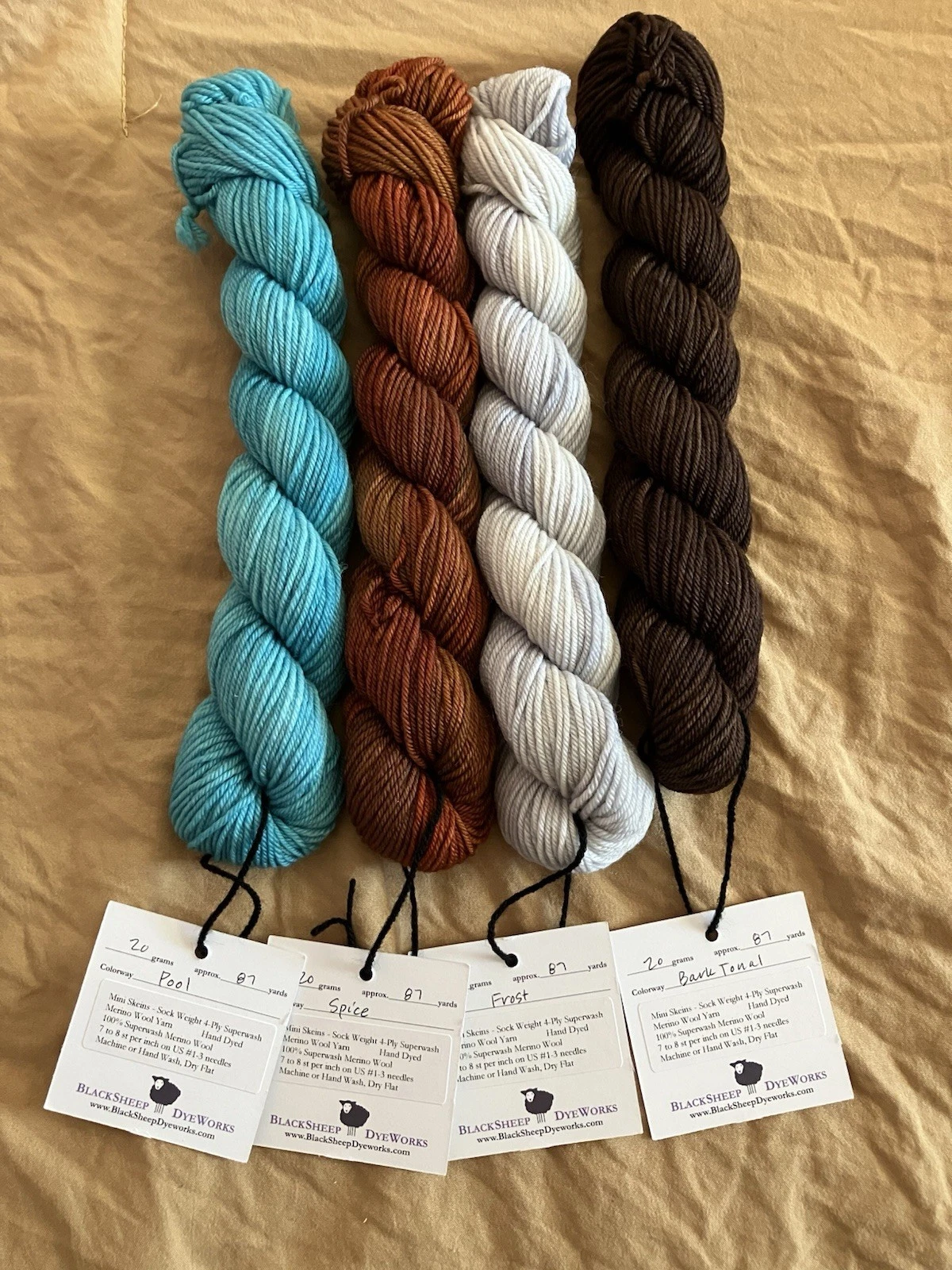 DESTASH: LOT 14 mini skeins BlackSheep DyeWorks Sock 4ply Superwash Merino Wool image 4