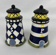 Vintage Lighthouse Salt Pepper Shakers Ceramic Nautical Theme