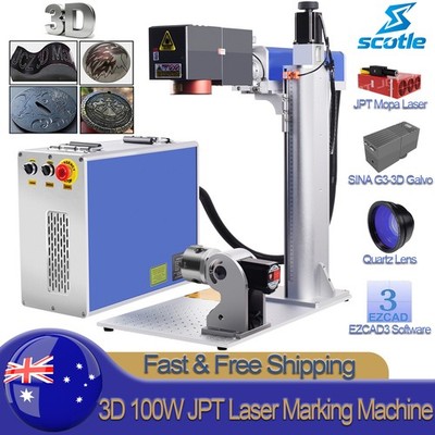 3D 100W JPT M7 MOPA Fiber Laser Marking Machine Curved Relief Deep Engraver AU