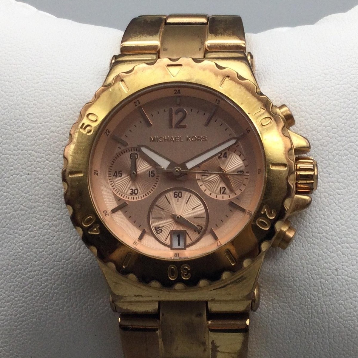 Michael Kors Runway Womens Watch 28mm Gold Tone Chrono MK-5499 New