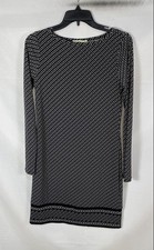 Michael Kors Women's Dress Black Silver Chain Link Print Long Sleeve Sz XS NWT