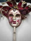 Venetian Carnevale Masquerade Mask Hand Made In Italy 2’ Long W 9 Bells