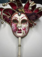 Venetian Carnevale Masquerade Mask Hand Made In Italy 2 Long W/ 9 Bells
