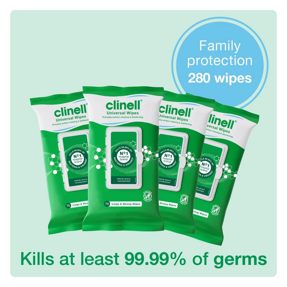 Clinell Universal Cleaning and Disinfecting Wipes for 70 count (Pack of 4)  - Image 2 of 4