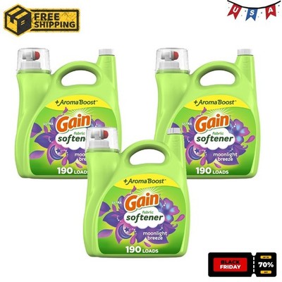 3P Gain Liquid Laundry Fabric Softener Conditioner Moonlight Breeze 190 Loads