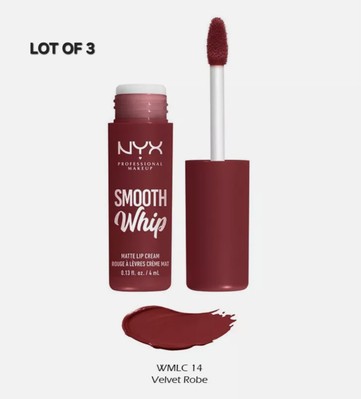 3x NYX PROFESSIONAL SMOOTH WHIP MATTE LIP CREAM VELVET ROBE NEW FULL SIZE