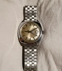 Timex Electric Vintage Men's Silver Stainless Wristwatch Day/Date Beige Dial