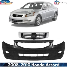 Front Bumper Cover Fascia & Grille Assembly Kit For 2008-2010 Honda Accord