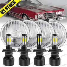 For 1958-1976 Ford Thunderbird 4pcs 5.75 5-34 Black Led Headlights Hi Lo Beam