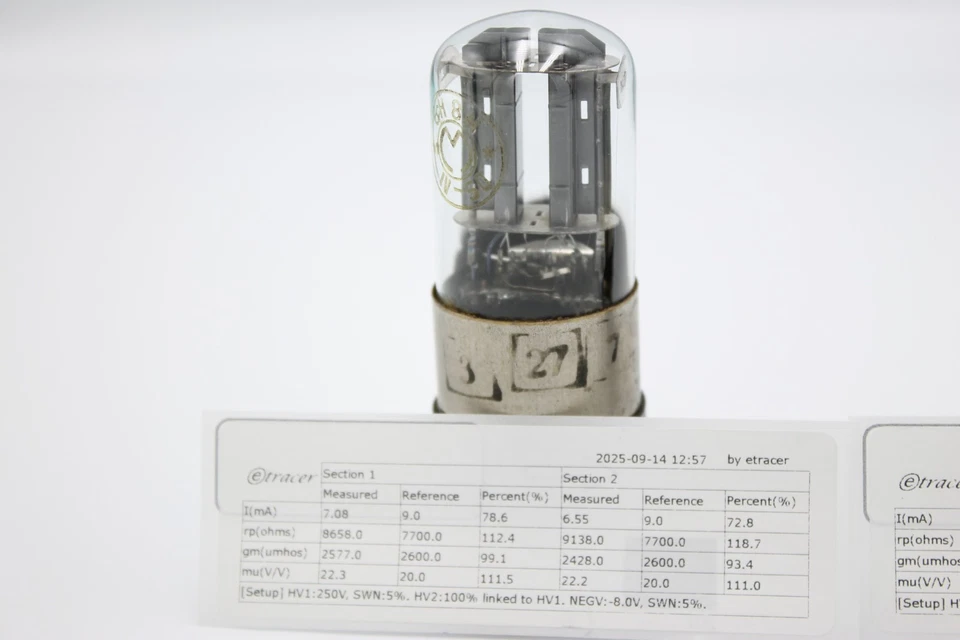 RARO Par Emparejado 6N8M/6N8S/6SN7/1578/ECC32.MELZ.Etracer Probado.IV,IV-1950'. Foto 4 de 4