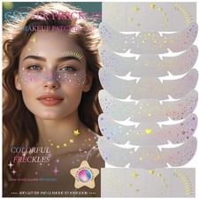 Freckles Face Tattoo, All-in-One Holographic  Gold Glitter, Waterproof and S...