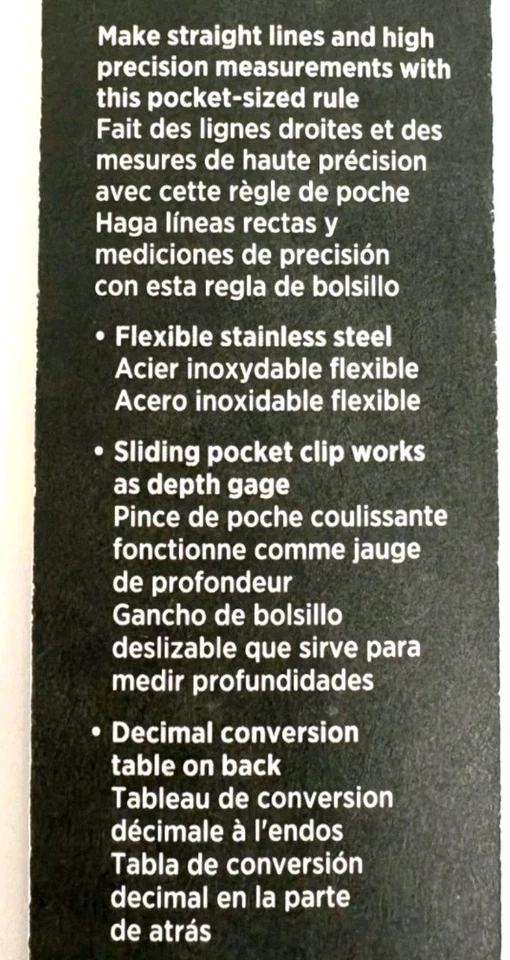 General Tools ~ # 300 6-Inch Flex Precision Stainless Steel Ruler, USA Made🇺🇸 - Image 4 of 4