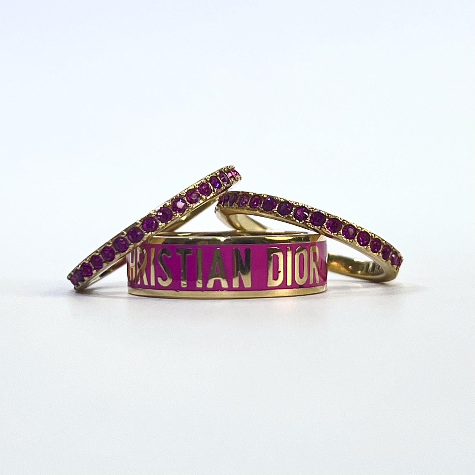 Christian Dior Dior Code Rhinestone Ring Set Pink… - image 1