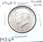 1968 DENVER KENNEDY SILVER HALF IN MINT STATE CONDITION