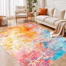 5x7 Area Rugs for Living Room, Washable Large Multicolor Rug Stain-Resistant ...