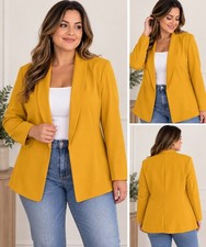 Mustard Yellow Longline Blazer Like An Angel Women's XL Shawl Collar Stretch