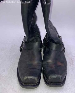 Milwaukee Mens Black Leather Back Zip Harness Square Toe Biker Boots Size 10