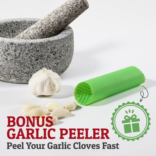 Priority Chef Heavy Duty Large Mortar And Pestle Set, Hand Carved From - Picture 6 of 7