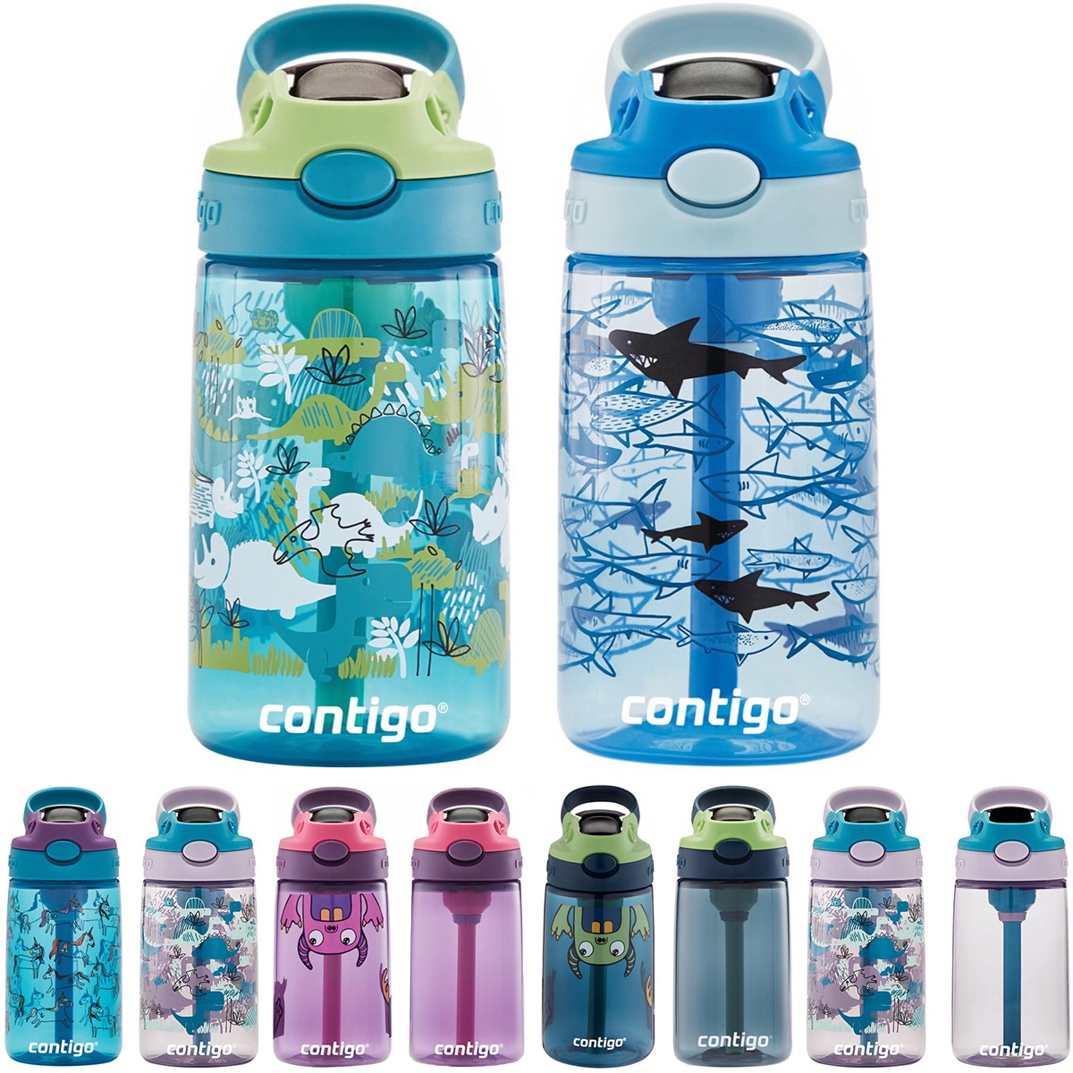 Contigo Kid's 14 AutoSpout Straw Water Bottle with Easy-Clean Lid 2-Pack