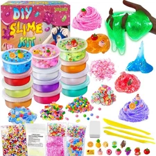 YOPINSAND 12 Cups DIY Slime Making Kit for Girls - Crystal Clear and Glow in ...