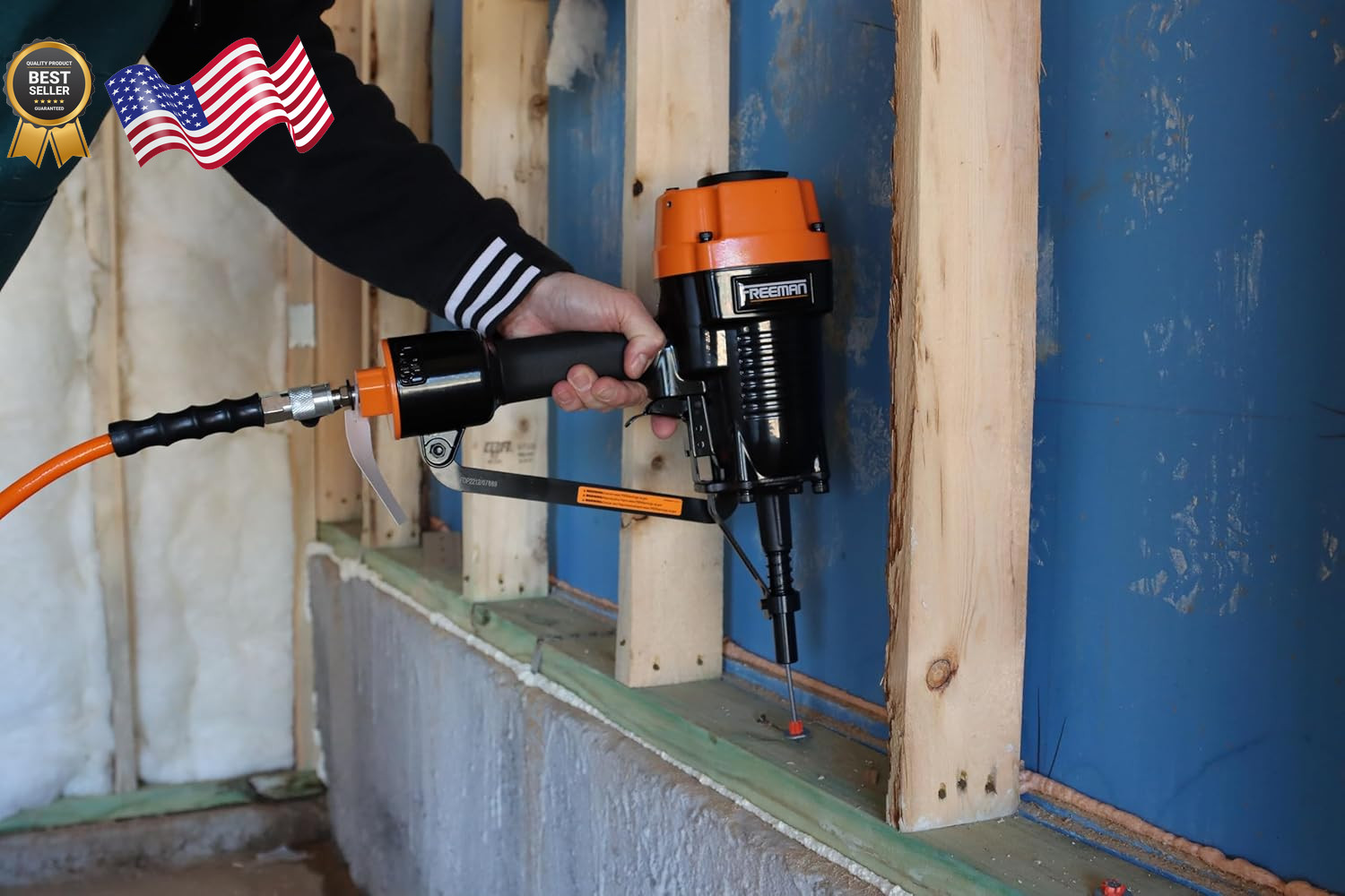 Freeman PSSCP Pneumatic 3 Single Pin Concrete Nailer with Case Heavy Duty Air