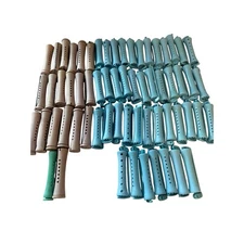 Vintage Hair Curlers Rollers Lot 63 Beige Blue Plastic Styling Tool Permanent